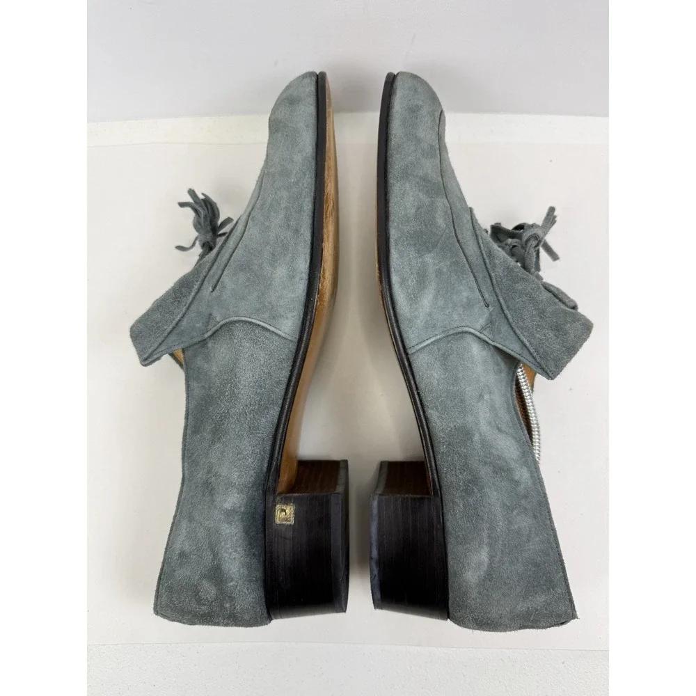 Vintage Pierre Cardin Mens Blue Gray Suede Tassel Loafers Made In Spain Size 13